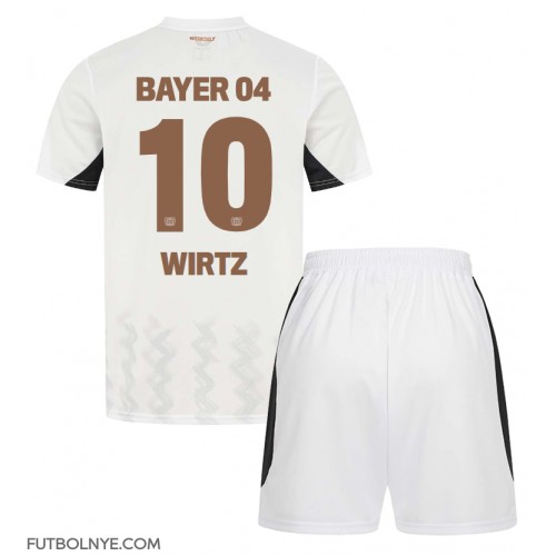 Camiseta Bayer Leverkusen Florian Wirtz #10 Visitante Equipación para niños 2024-25 manga corta (+ pantalones cortos)